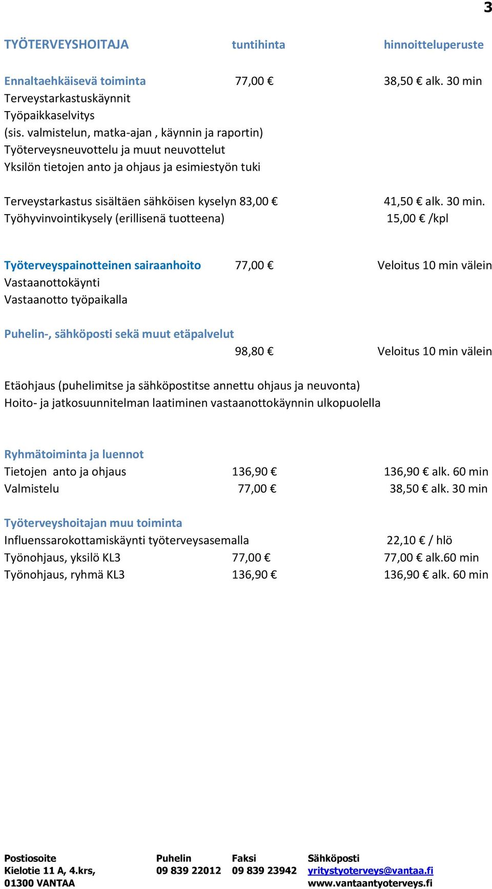 Työhyvinvointikysely (erillisenä tuotteena) 41,50 alk. 30 min.