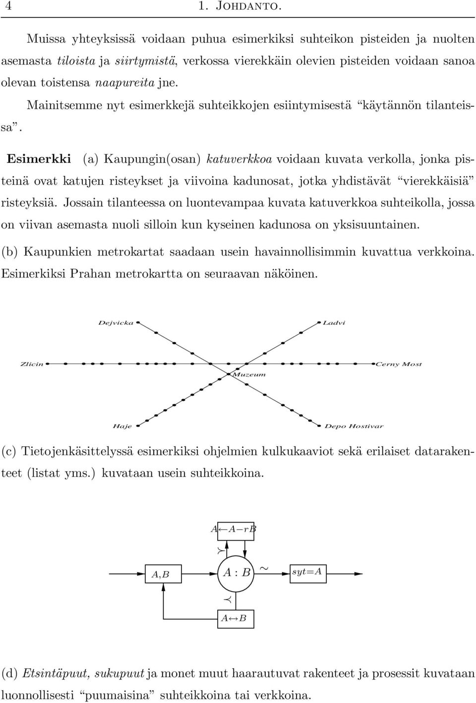 Mainitsemme nyt esimerkkejä suhteikkojen esiintymisestä käytännön tilanteissa.