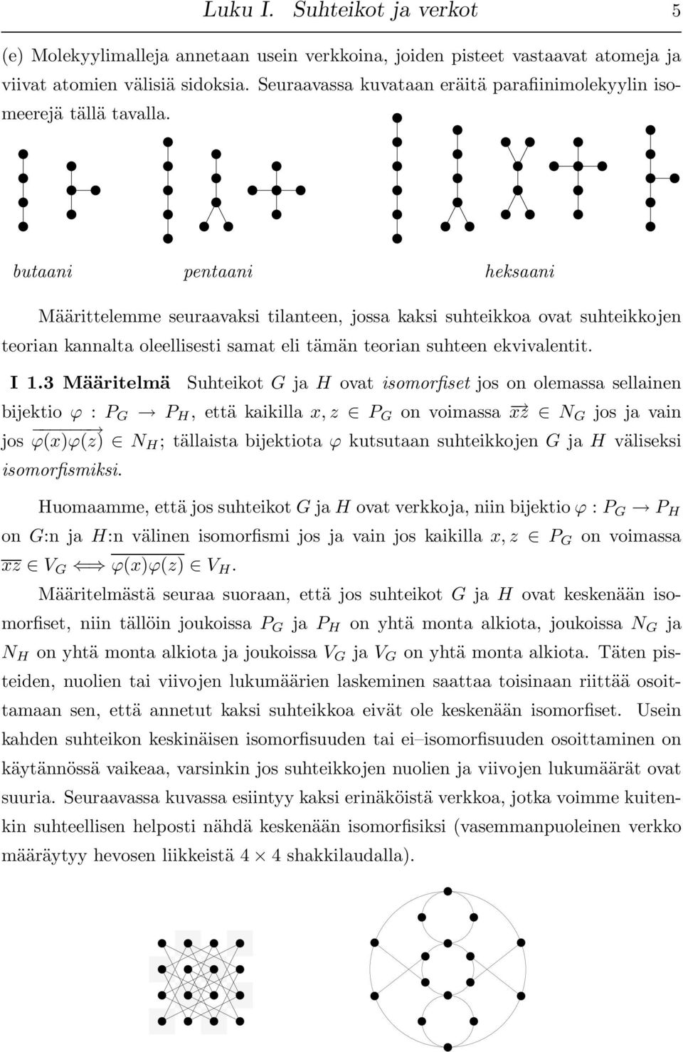 butaani pentaani heksaani Määrittelemme seuraavaksi tilanteen, jossa kaksi suhteikkoa ovat suhteikkojen teorian kannalta oleellisesti samat eli tämän teorian suhteen ekvivalentit. I 1.