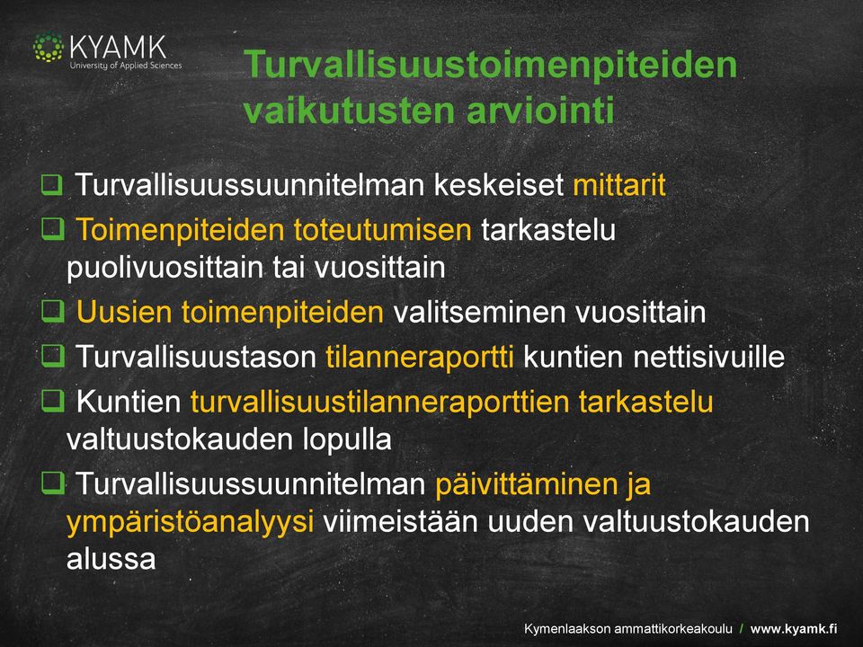 Turvallisuustason tilanneraportti kuntien nettisivuille Kuntien turvallisuustilanneraporttien tarkastelu