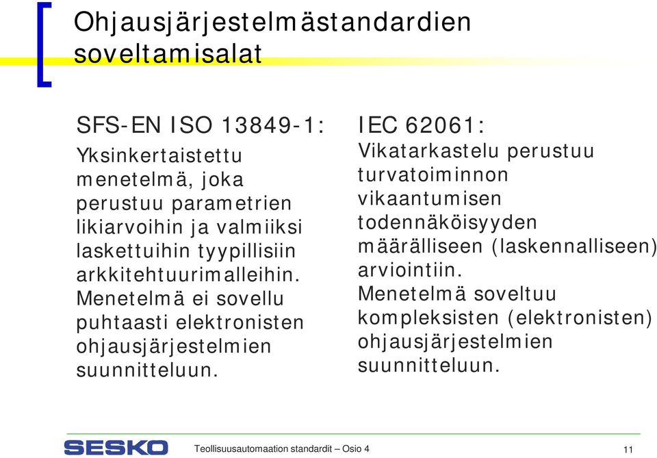 Menetelmä ei sovellu puhtaasti elektronisten ohjausjärjestelmien suunnitteluun.