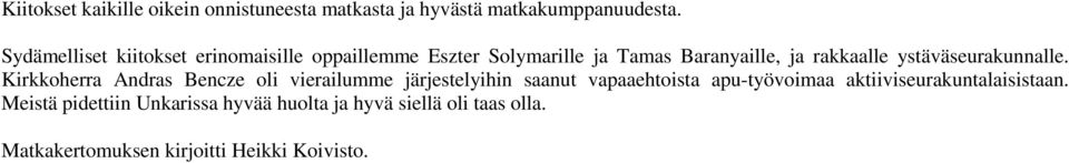 ystäväseurakunnalle.