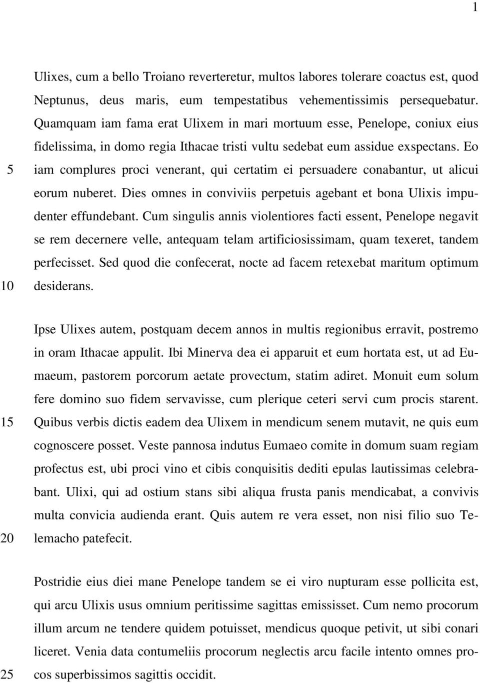 Eo iam complures proci venerant, qui certatim ei persuadere conabantur, ut alicui eorum nuberet. Dies omnes in conviviis perpetuis agebant et bona Ulixis impudenter effundebant.