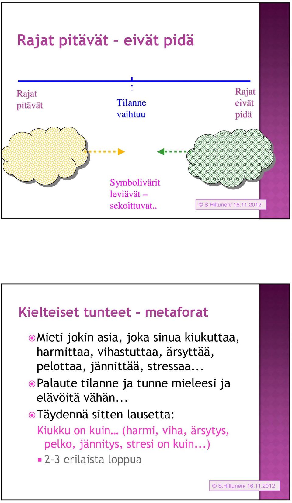 ärsyttää, pelottaa, jännittää, stressaa... Palaute tilanne ja tunne mieleesi ja elävöitä vähän.