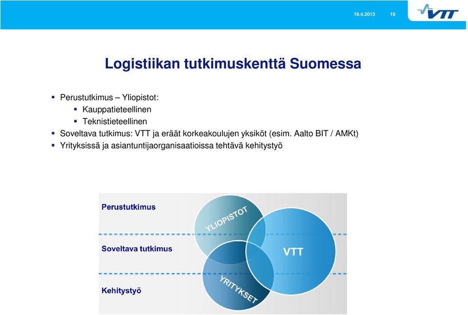 tutkimus: VTT ja eräät korkeakoulujen yksiköt (esim.