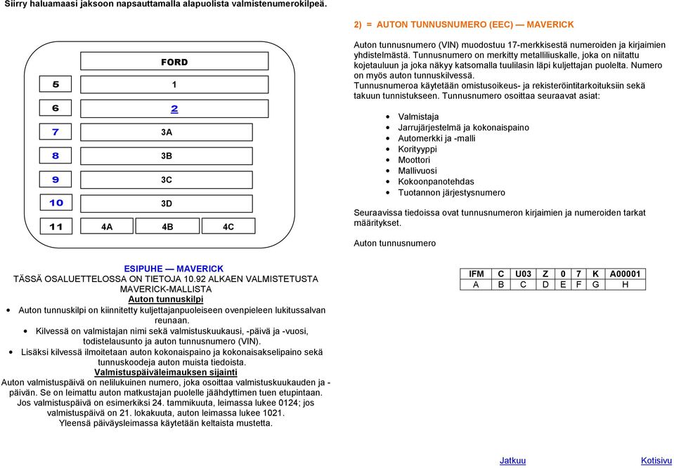 Tunnusnumeroa käytetään omistusoikeus- ja rekisteröintitarkoituksiin sekä takuun tunnistukseen.