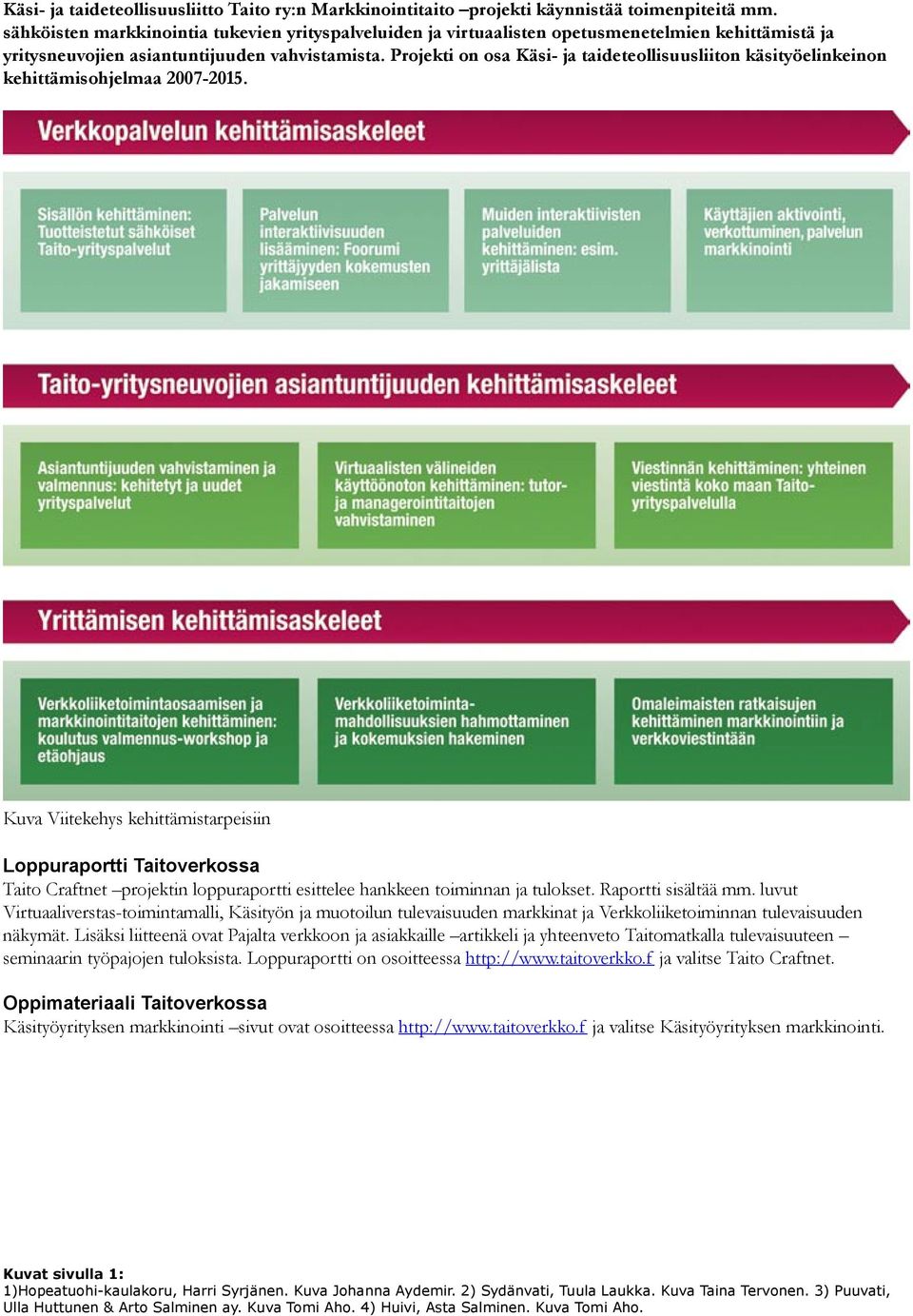 Projekti on osa Käsi- ja taideteollisuusliiton käsityöelinkeinon kehittämisohjelmaa 2007-2015.