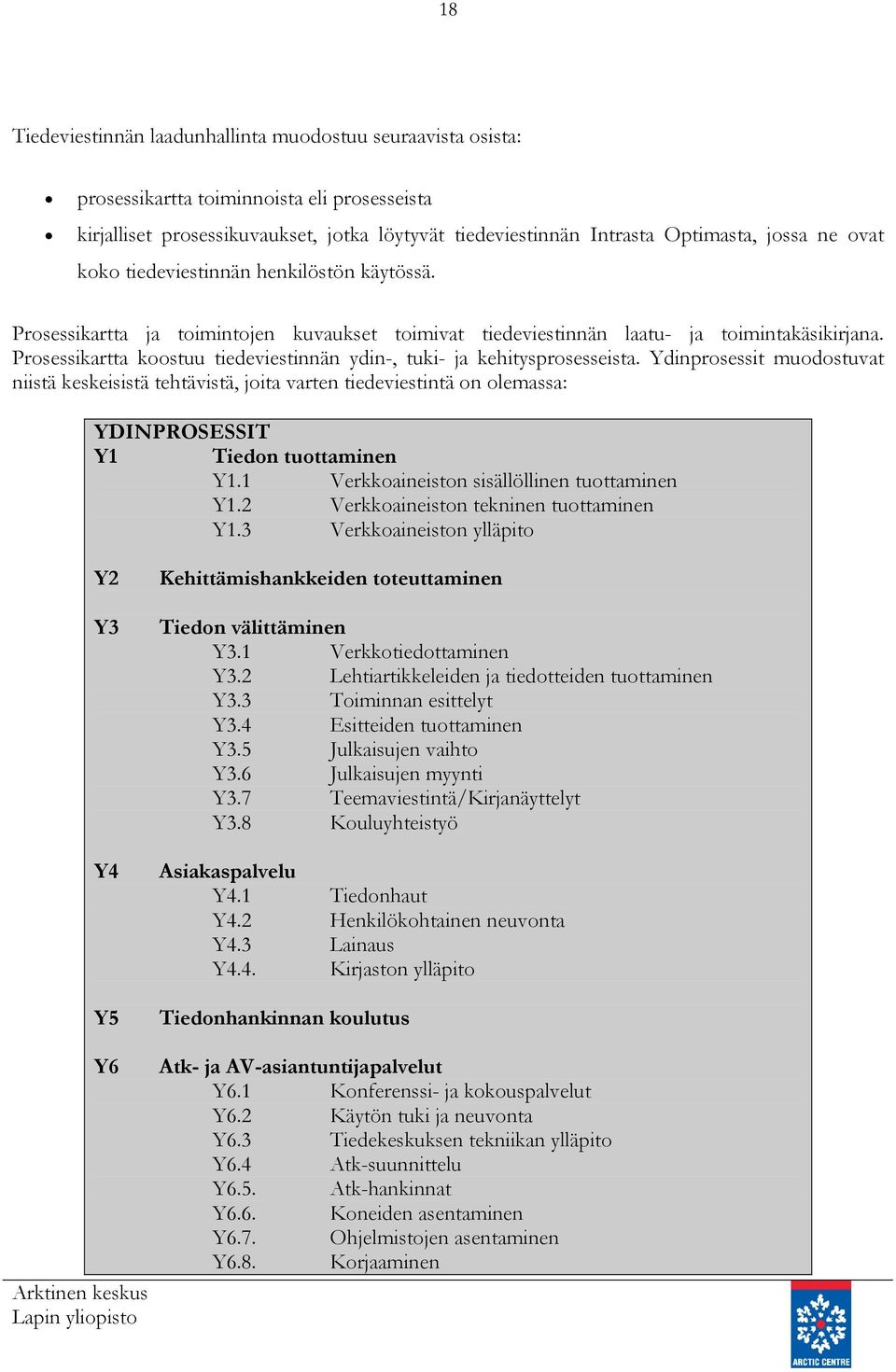 Prosessikartta koostuu tiedeviestinnän ydin-, tuki- ja kehitysprosesseista.