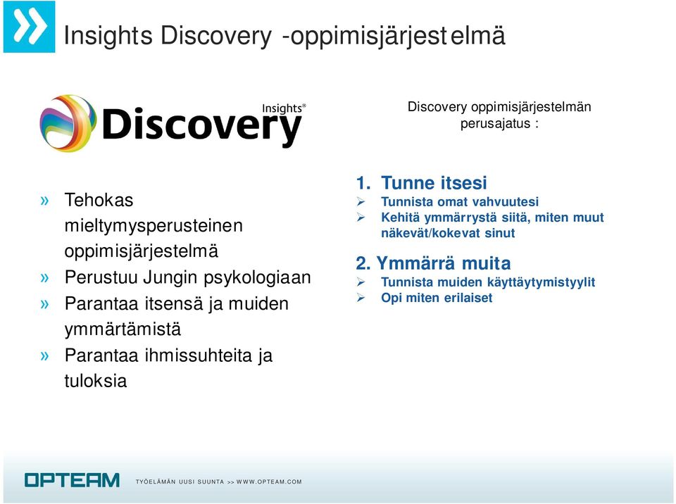 Tunne itsesi Tunnista omat vahvuutesi Kehitä ymmärrystä siitä, miten muut näkevät/kokevat sinut 2.