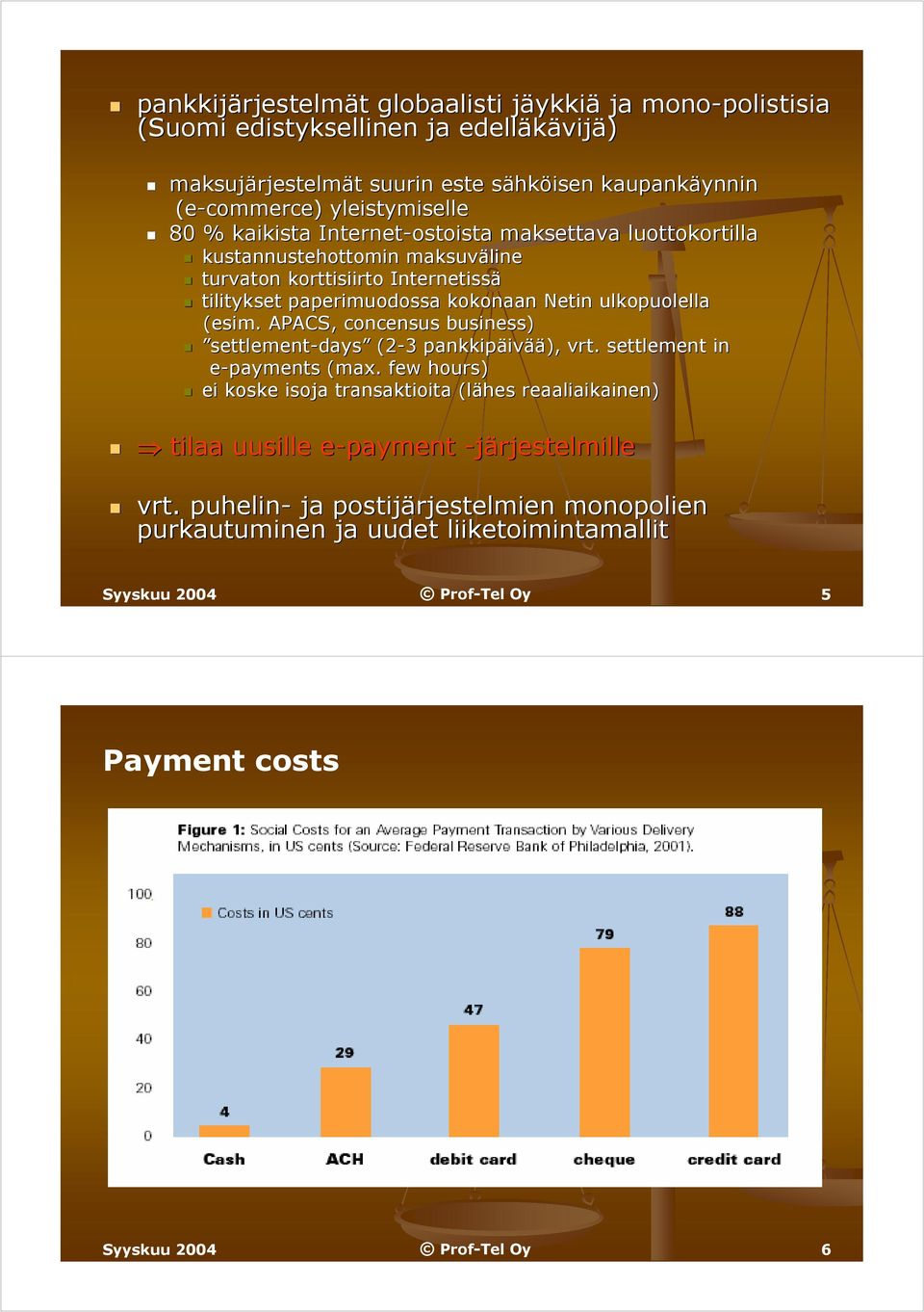 (esim. APACS, concensus business) settlement-days (2-3 3 pankkipäivää), vrt. settlement in e-payments (max.