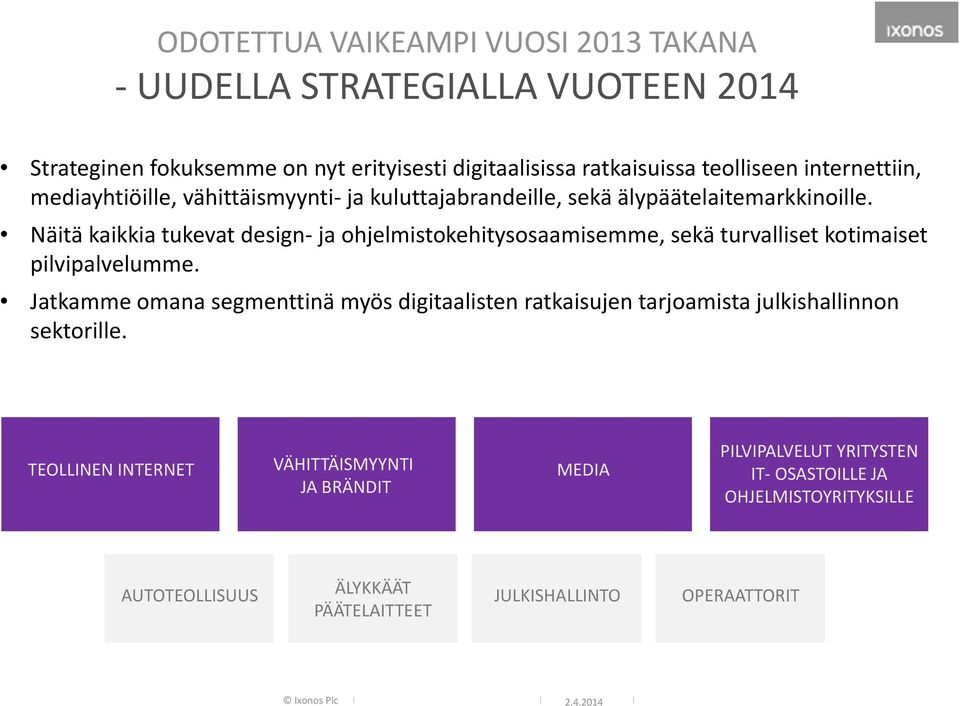 Näitä kaikkia tukevat design ja ohjelmistokehitysosaamisemme, sekä turvalliset kotimaiset pilvipalvelumme.