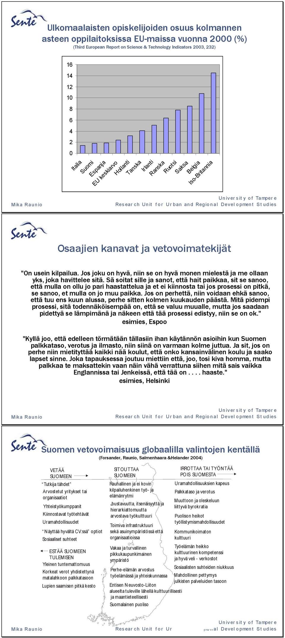 kanavat ja vetovoimatekijät "On usein kilpailua. Jos joku on hyvä, niin se on hyvä monen mielestä ja me ollaan yks, joka havittelee sitä.