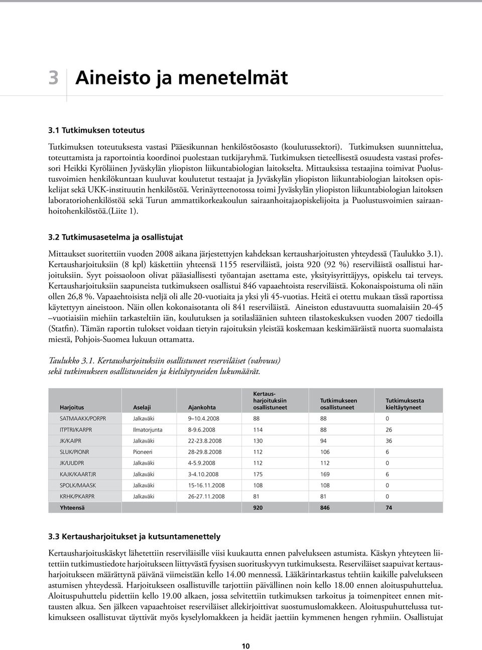 Mittuksiss testjin toimivt Puolustusvoimien henkilökuntn kuuluvt koulutetut testjt j Jyväskylän yliopiston liikuntiologin litoksen opiskelijt sekä UKK-instituutin henkilöstöä.