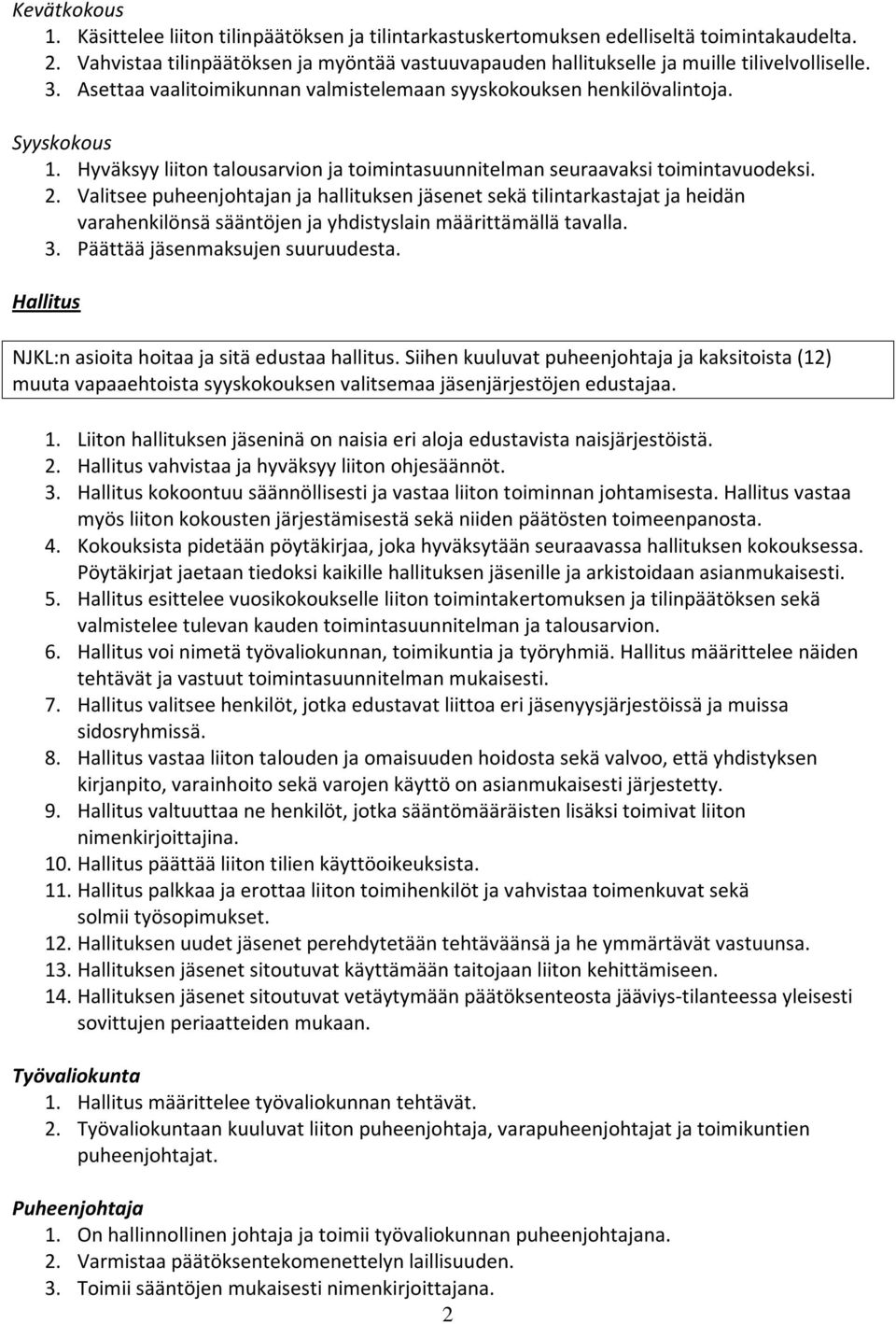 Hyväksyy liiton talousarvion ja toimintasuunnitelman seuraavaksi toimintavuodeksi. 2.