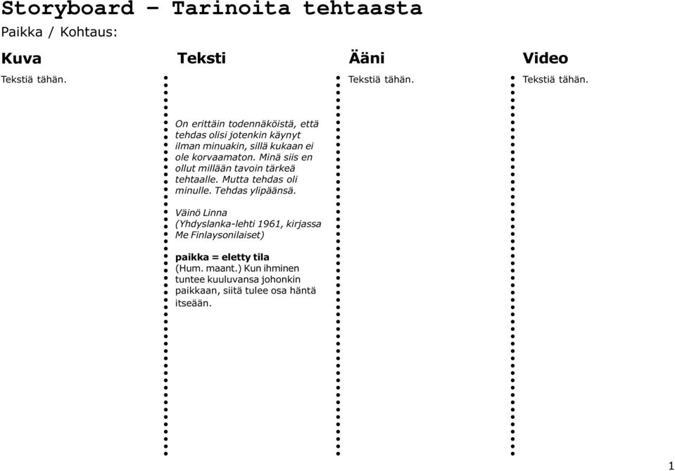 Mutta tehdas oli minulle. Tehdas ylipäänsä.