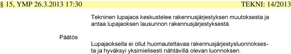 rakennusjärjestyksen muutoksesta ja antaa lupajaoksen lausunnon