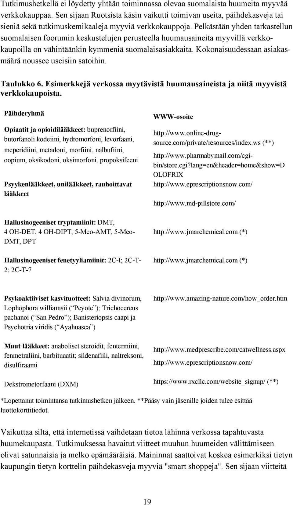 Pelkästään yhden tarkastellun suomalaisen foorumin keskustelujen perusteella huumausaineita myyvillä verkkokaupoilla on vähintäänkin kymmeniä suomalaisasiakkaita.