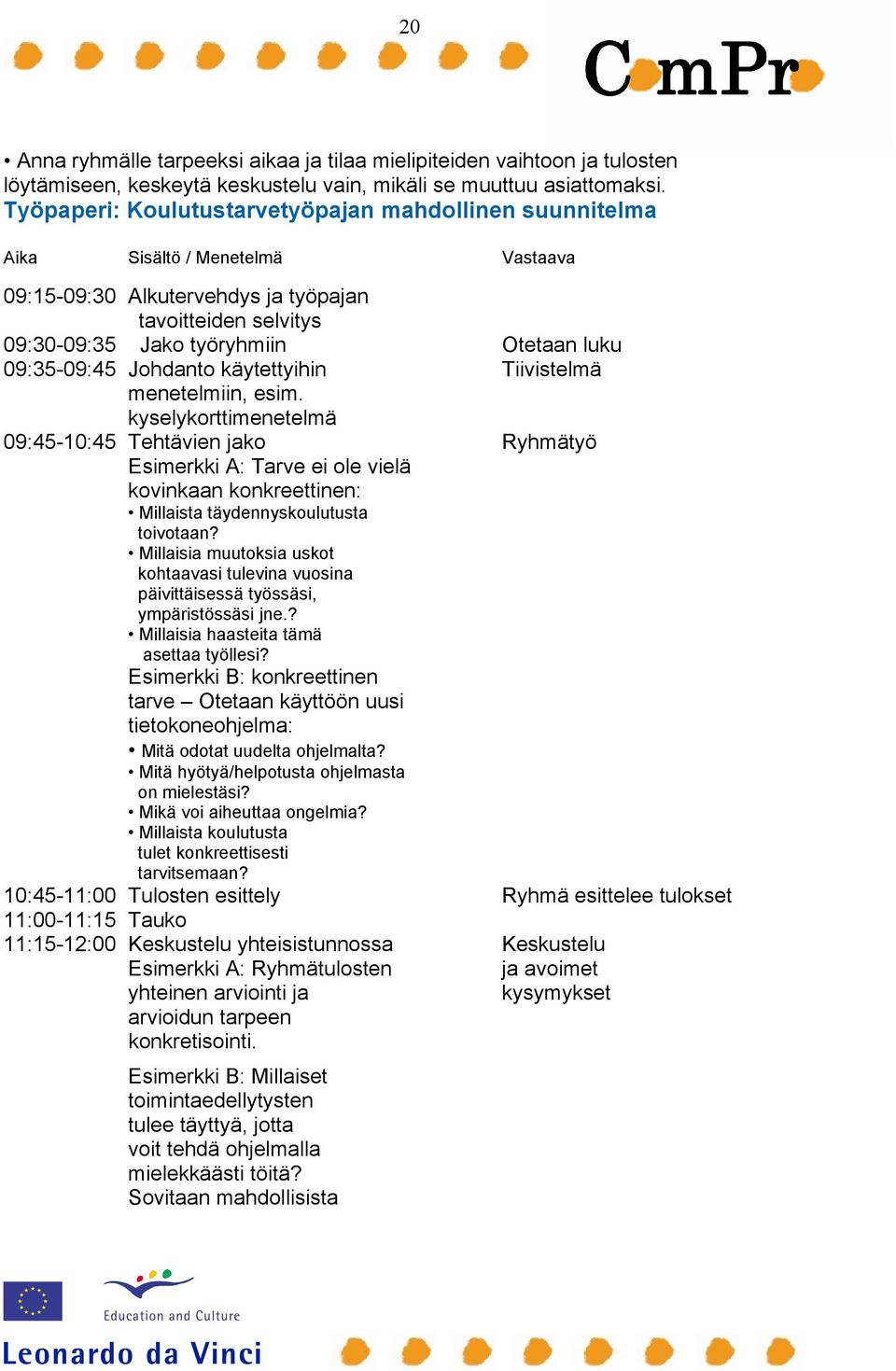 09:35-09:45 Johdanto käytettyihin Tiivistelmä menetelmiin, esim.