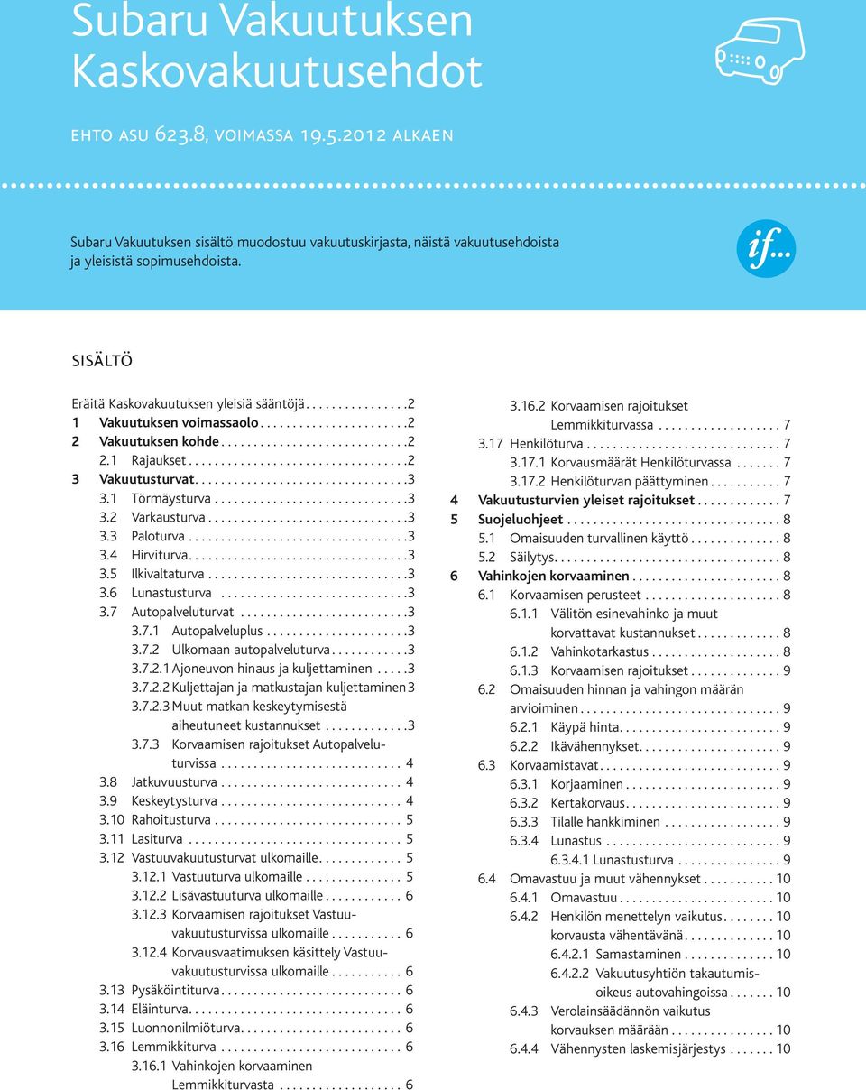 ... 3 3.3 Paloturva.... 3 3.4 Hirviturva.... 3 3.5 Ilkivaltaturva.... 3 3.6 Lunastusturva... 3 3.7 Autopalveluturvat.... 3 3.7.1 Autopalveluplus.... 3 3.7.2 Ulkomaan autopalveluturva.... 3 3.7.2.1 Ajoneuvon hinaus ja kuljettaminen.