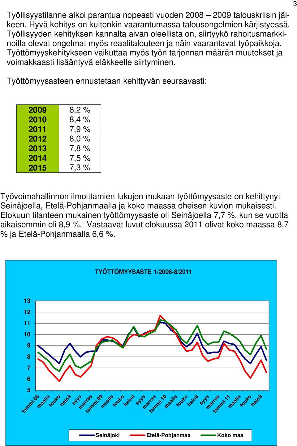 Työttömyyskehitykseen vaikuttaa myös työn tarjonnan määrän muutokset ja voimakkaasti lisääntyvä eläkkeelle siirtyminen.