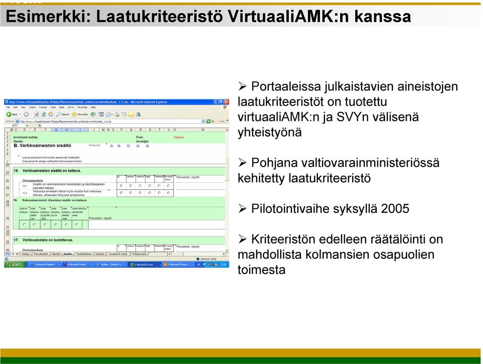 yhteistyönä Pohjana valtiovarainministeriössä kehitetty laatukriteeristö