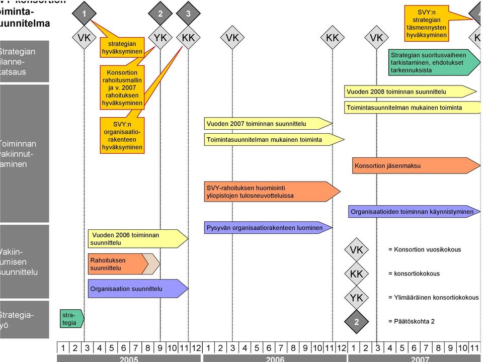Toimintasuunnitelman mukainen toiminta K oiminnan akiinnutminen SVY:n organisaatiorakenteen hyväksyminen Vuoden 2007 toiminnan suunnittelu Toimintasuunnitelman mukainen toiminta Konsortion jäsenmaksu