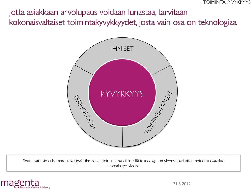 IHMISET KYVYKKYYS Seuraavat esimerkkimme keskittyvät ihmisiin ja