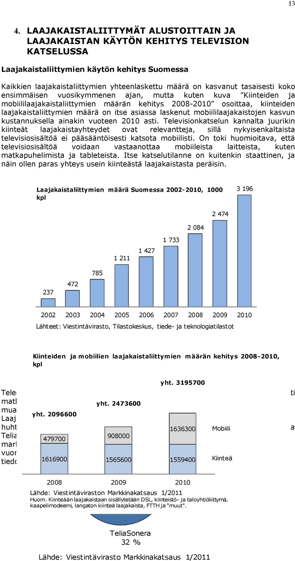 asiassa laskenut mobiililaajakaistojen kasvun kustannuksella ainakin vuoteen 2010 asti.