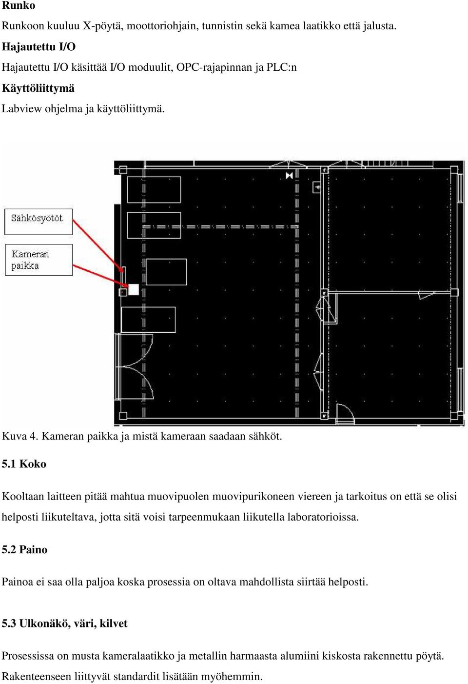 5.1 Koko Kooltaan laitteen pitää mahtua muovipuolen muovipurikoneen viereen ja tarkoitus on että se olisi helposti liikuteltava, jotta sitä voisi tarpeenmukaan liikutella