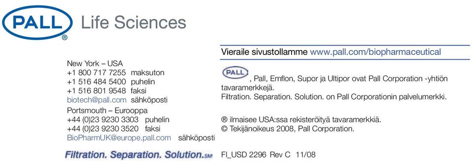 com sähköposti Vieraile sivustollamme www.pall.