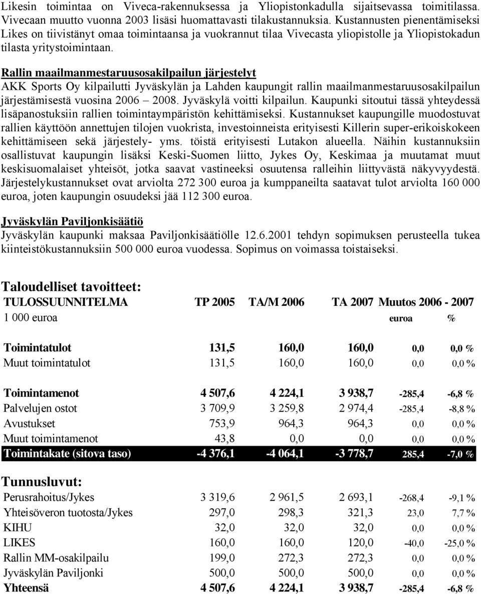 Rallin maailmanmestaruusosakilpailun järjestelyt AKK Sports Oy kilpailutti Jyväskylän ja Lahden kaupungit rallin maailmanmestaruusosakilpailun järjestämisestä vuosina 2006 2008.