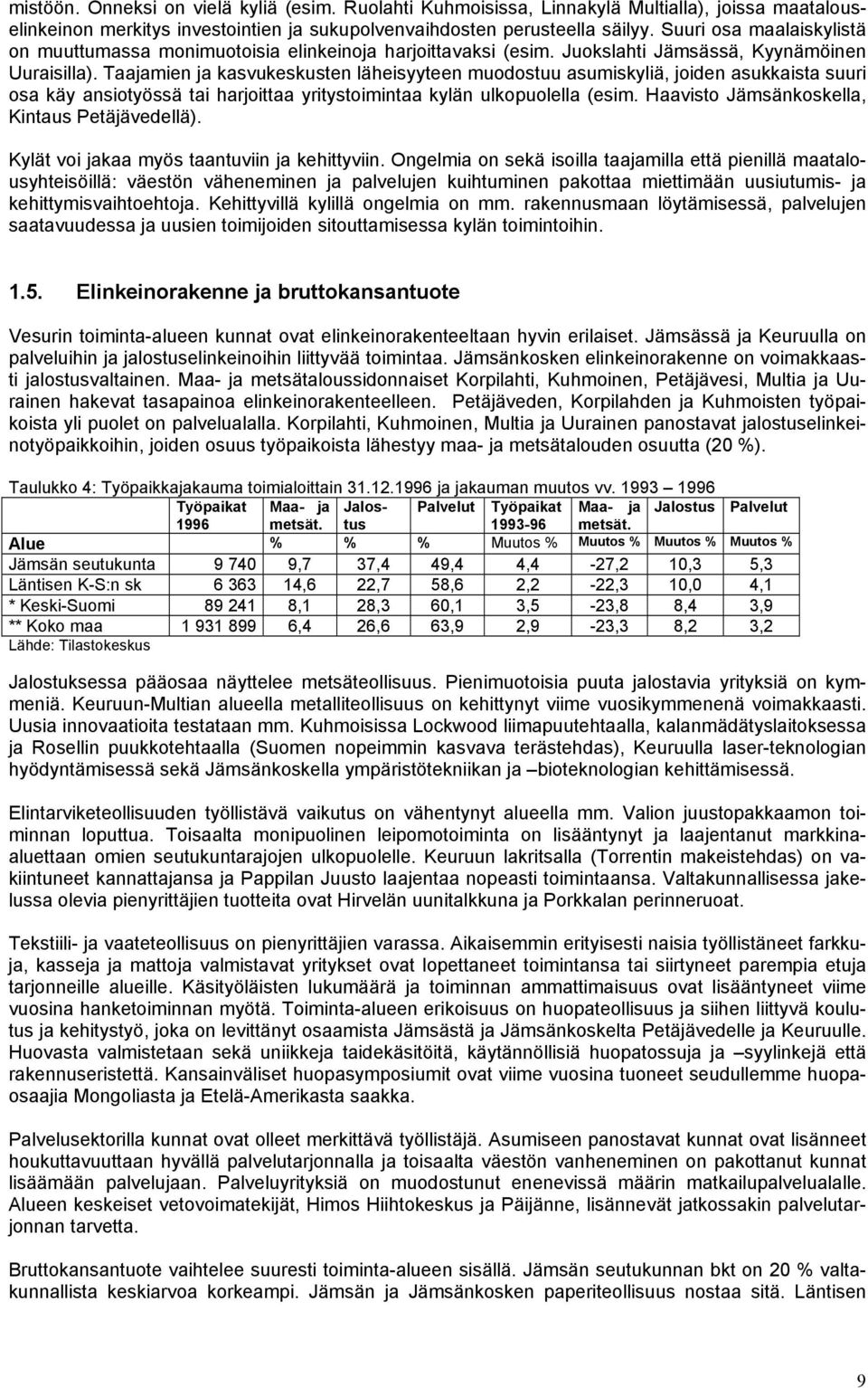 Taajamien ja kasvukeskusten läheisyyteen muodostuu asumiskyliä, joiden asukkaista suuri osa käy ansiotyössä tai harjoittaa yritystoimintaa kylän ulkopuolella (esim.