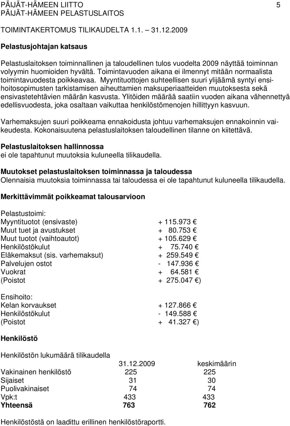 Toimintavuoden aikana ei ilmennyt mitään normaalista toimintavuodesta poikkeavaa.