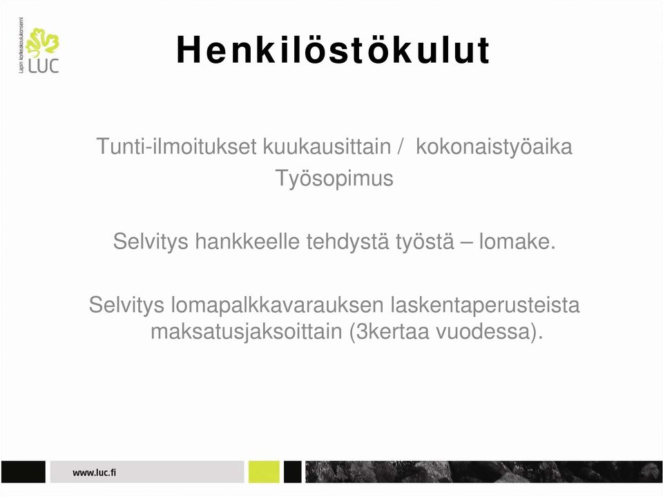 tehdystä työstä lomake.