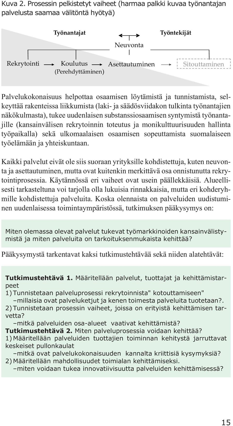 Palvelukokonaisuus helpottaa osaamisen löytämistä ja tunnistamista, selkeyttää rakenteissa liikkumista (laki- ja säädösviidakon tulkinta työnantajien näkökulmasta), tukee uudenlaisen