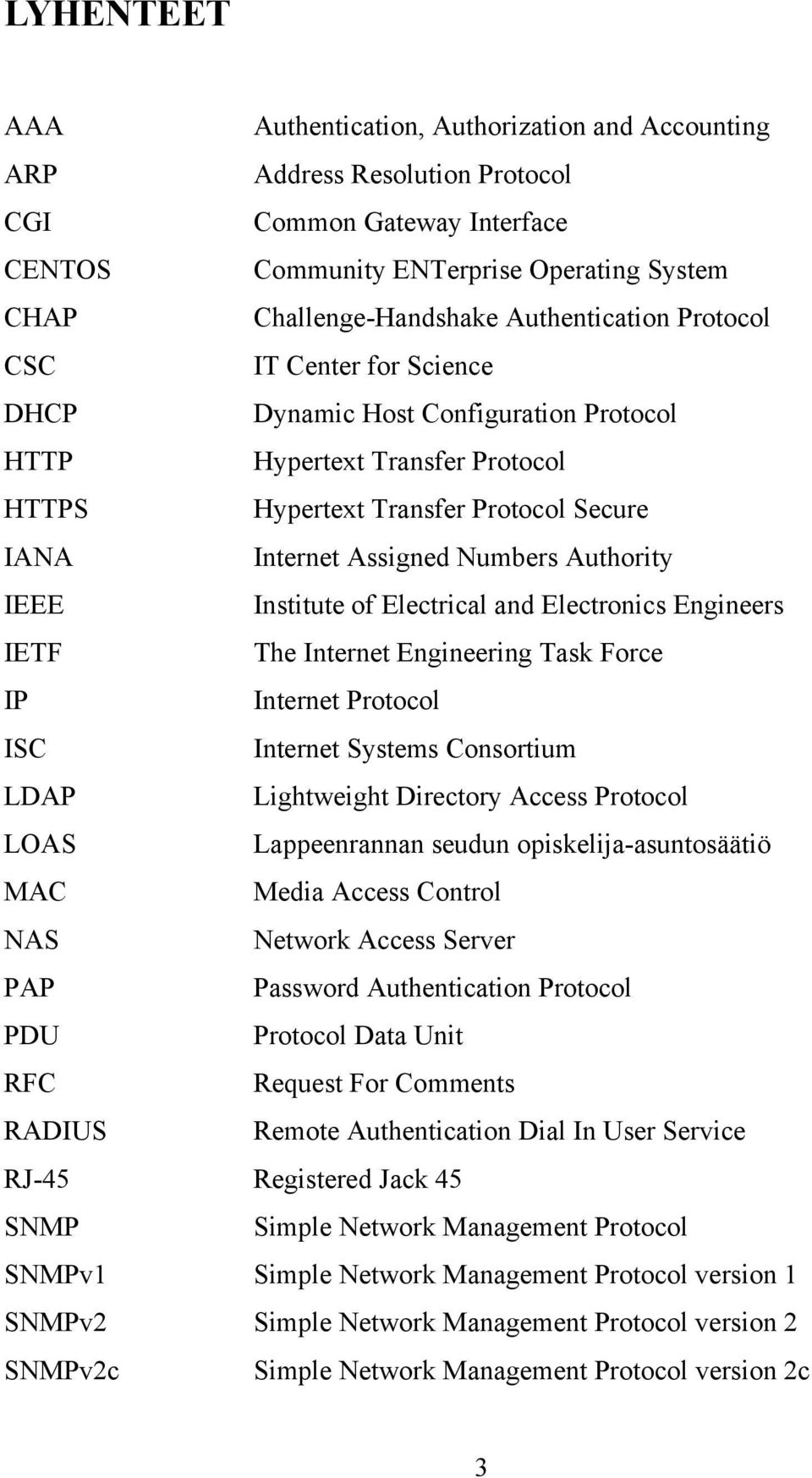Authority IEEE Institute of Electrical and Electronics Engineers IETF The Internet Engineering Task Force IP Internet Protocol ISC Internet Systems Consortium LDAP Lightweight Directory Access