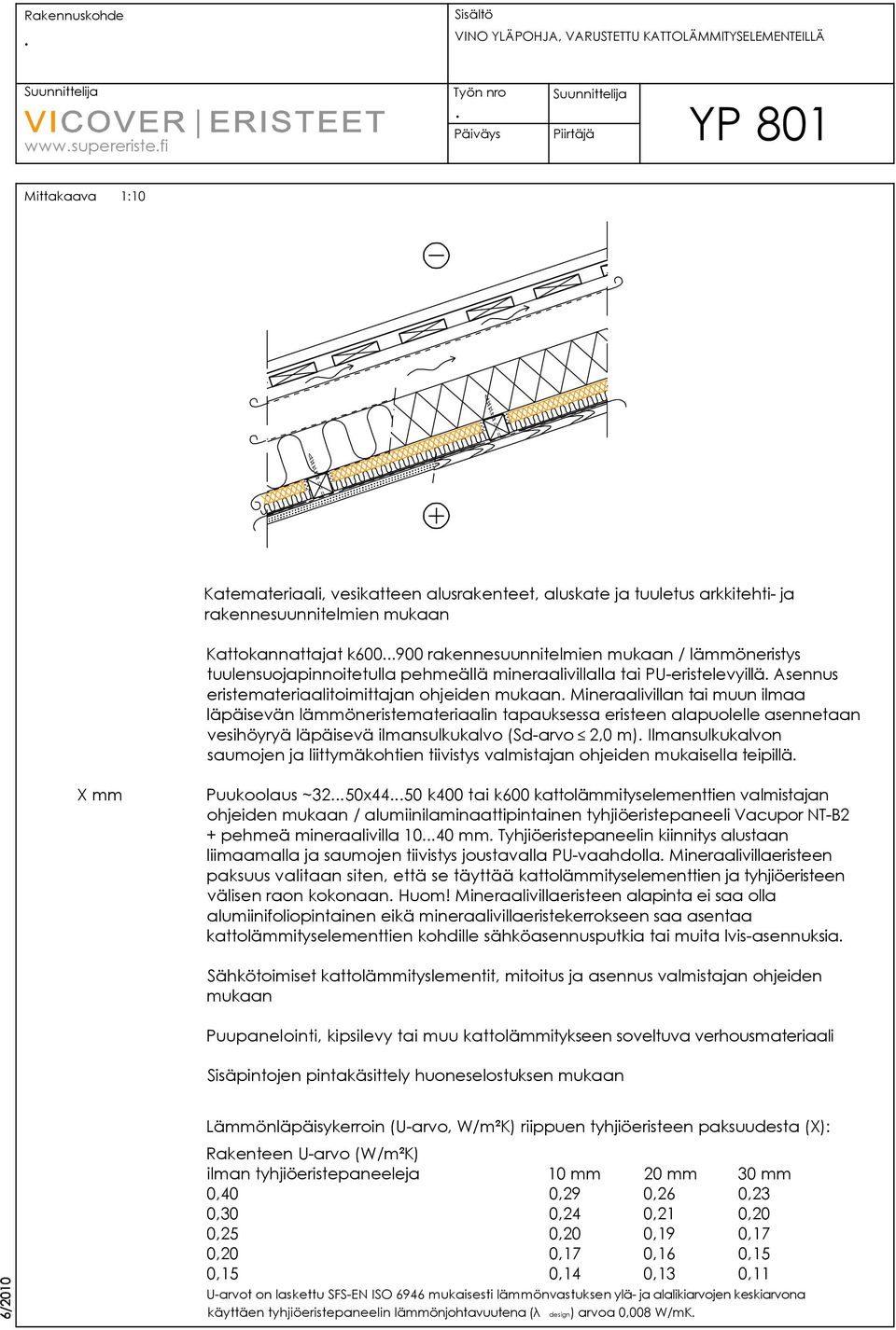 muun ilmaa läpäisevän lämmöneristemateriaalin tapauksessa eristeen alapuolelle asennetaan vesihöyryä läpäisevä ilmansulkukalvo (Sd-arvo # 2,0 m) Ilmansulkukalvon saumojen ja liittymäkohtien tiivistys