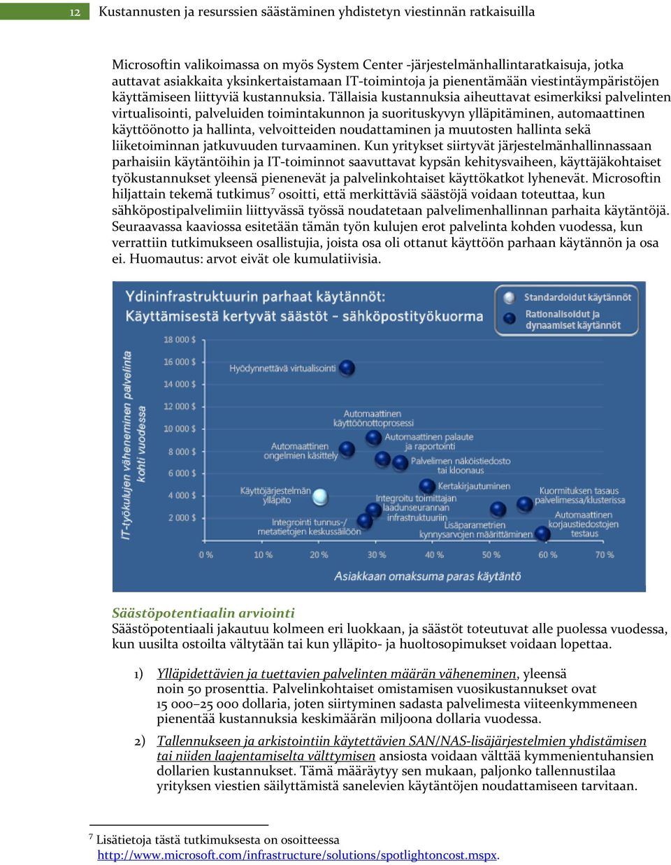 Tällaisia kustannuksia aiheuttavat esimerkiksi palvelinten virtualisointi, palveluiden toimintakunnon ja suorituskyvyn ylläpitäminen, automaattinen käyttöönotto ja hallinta, velvoitteiden