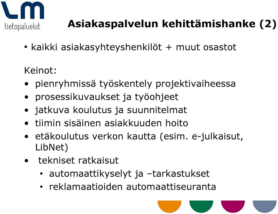 ja suunnitelmat tiimin sisäinen asiakkuuden hoito etäkoulutus verkon kautta (esim.