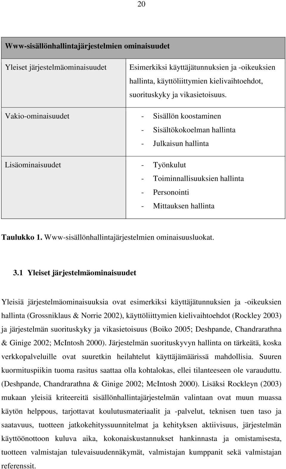 Vakio-ominaisuudet - Sisällön koostaminen - Sisältökokoelman hallinta - Julkaisun hallinta Lisäominaisuudet - Työnkulut - Toiminnallisuuksien hallinta - Personointi - Mittauksen hallinta Taulukko 1.