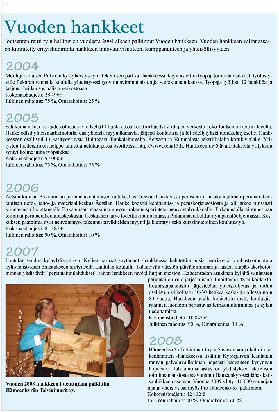 2004 Mouhijärveläisen Pukaran kyläyhdistys ry:n Tekemisen paikka -hankkeessa käynnistettiin työpajatoiminta vaikeasti työllistyville Pukaran vanhalla koululla yhteistyössä työvoimaviranomaisten ja