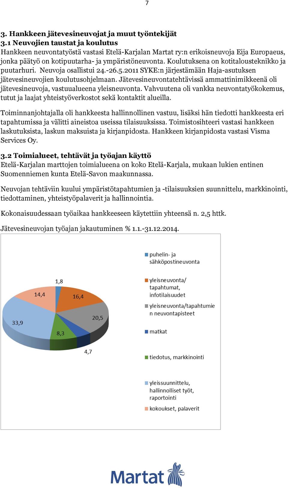 Koulutuksena on kotitalousteknikko ja puutarhuri. Neuvoja osallistui 24.-26.5.2011 SYKE:n järjestämään Haja-asutuksen jätevesineuvojien koulutusohjelmaan.