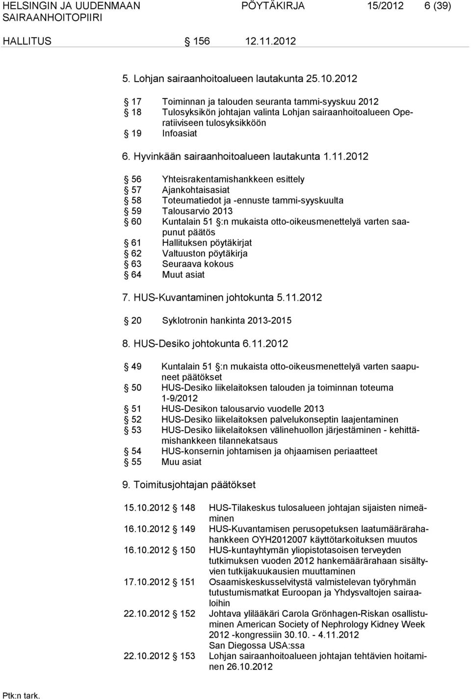 Hyvinkään sairaanhoitoalueen lautakunta 1.11.