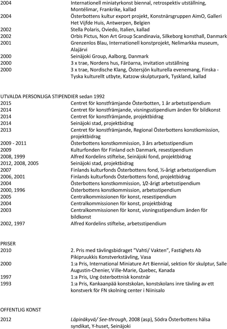 Alajärvi 2000 Seinäjoki Group, Aalborg, Danmark 2000 3 x trae, Nordens hus, Färöarna, invitation utställning 2000 3 x trae, Nordische Klang, Östersjön kulturella evenemang, Finska Tyska kulturellt