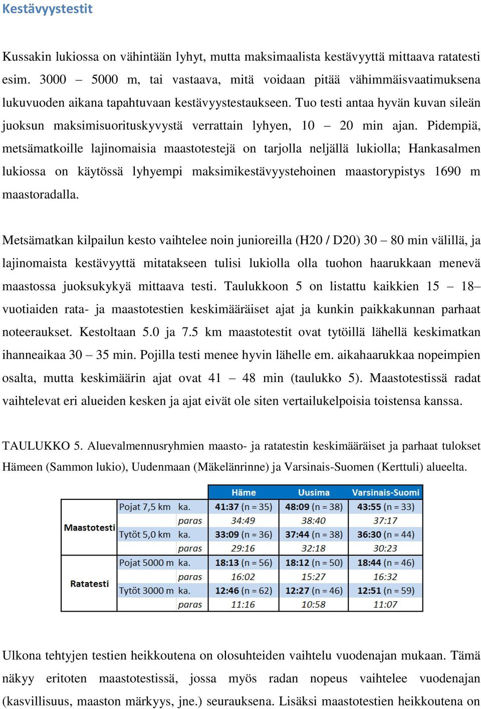 Tuo testi antaa hyvän kuvan sileän juoksun maksimisuorituskyvystä verrattain lyhyen, 10 20 min ajan.