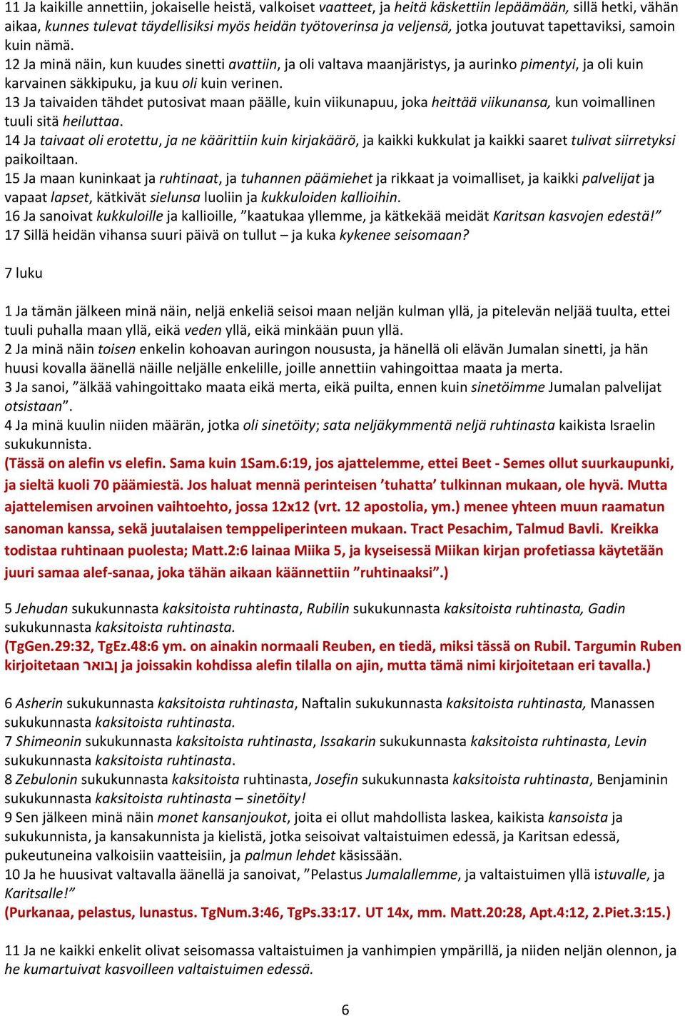 13 Ja taivaiden tähdet putosivat maan päälle, kuin viikunapuu, joka heittää viikunansa, kun voimallinen tuuli sitä heiluttaa.