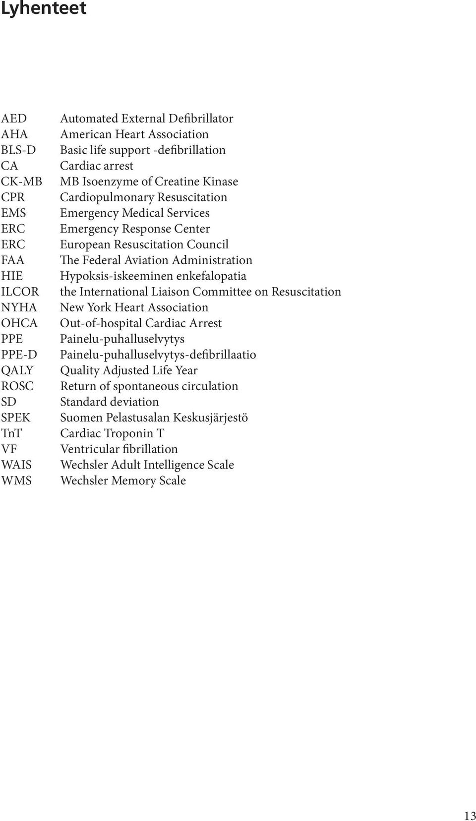 Administration Hypoksis-iskeeminen enkefalopatia the International Liaison Committee on Resuscitation New York Heart Association Out-of-hospital Cardiac Arrest Painelu-puhalluselvytys