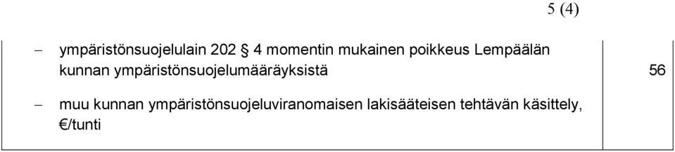 ympäristönsuojelumääräyksistä 5 (4) muu kunnan