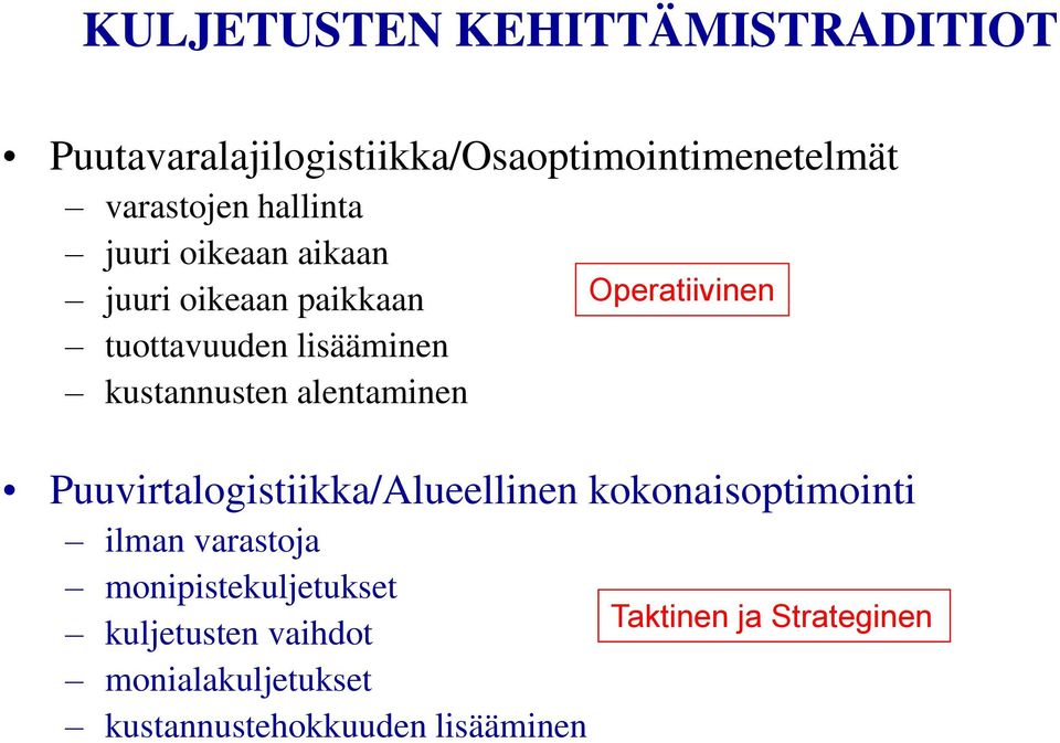 alentaminen Puuvirtalogistiikka/Alueellinen kokonaisoptimointi ilman varastoja