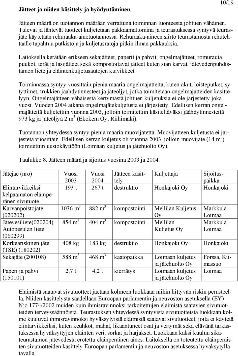 Rehuraaka-aineen siirto teurastamosta rehutehtaalle tapahtuu putkistoja ja kuljetusratoja pitkin ilman pakkauksia.